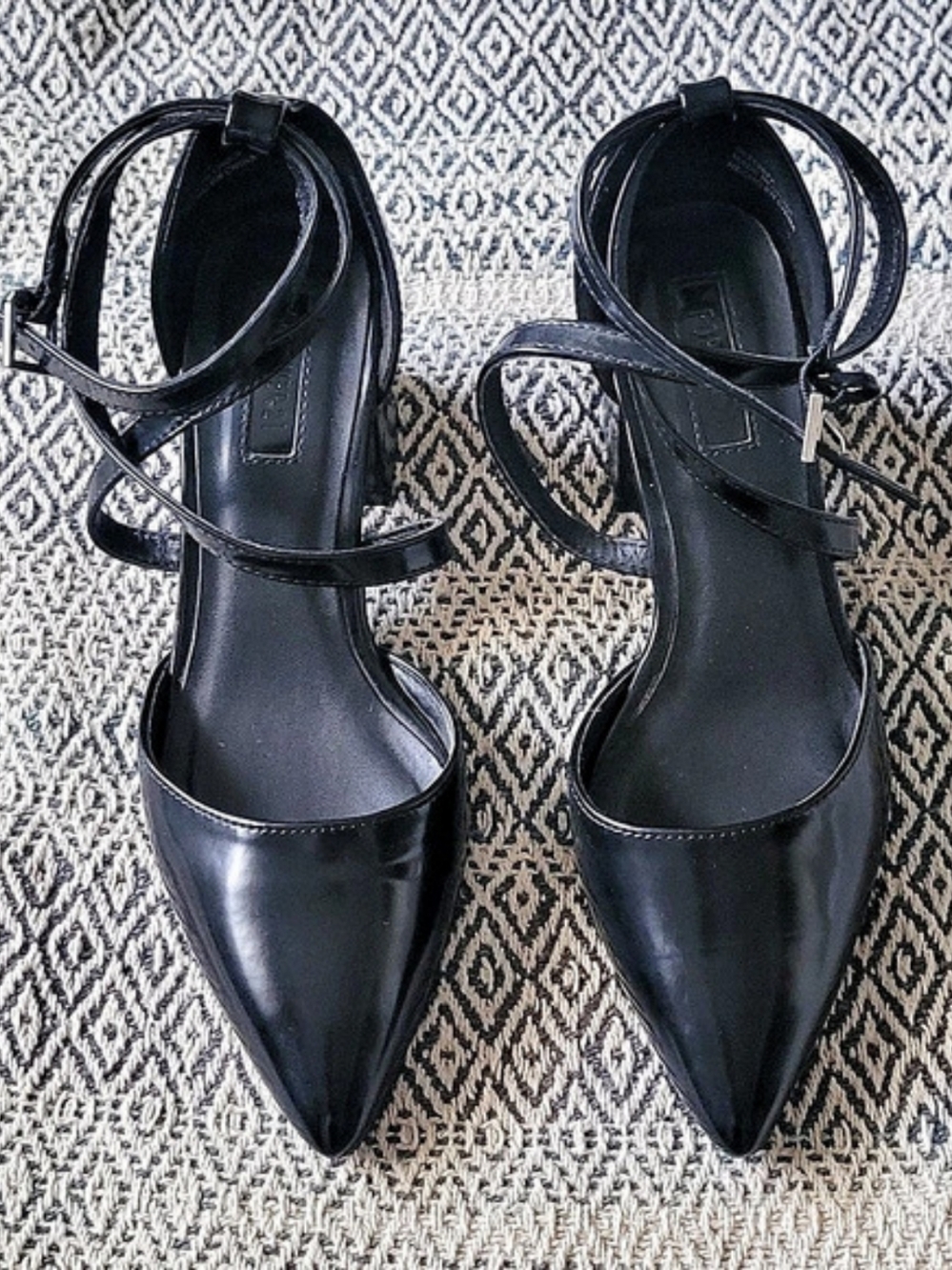 Black Pointed-Toe Block Heel Pumps